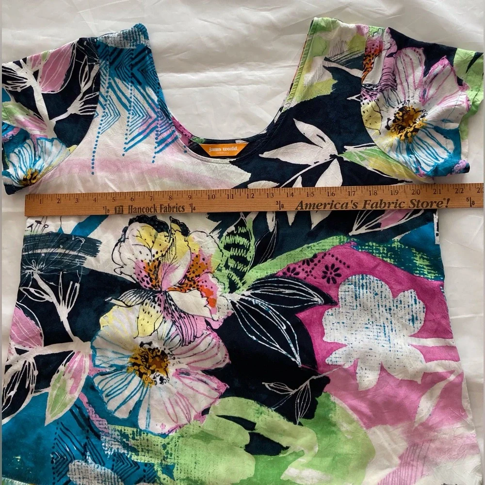 Jams World Vintage 90’s Hattie Dress W329 Copyright Bela Bella Tropical Print Lg - Picture 9 of 9